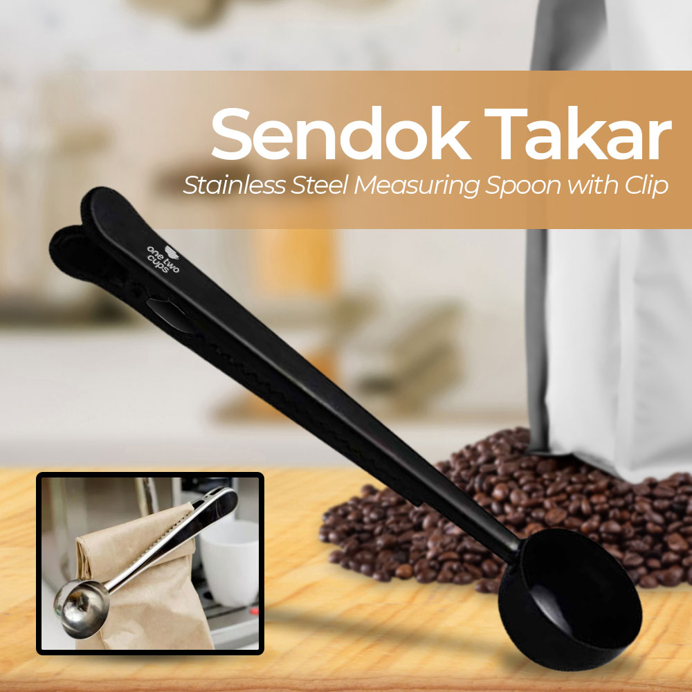 One Two Cups Sendok Takar Kopi Teh Measuring Spoon with Clip - G166