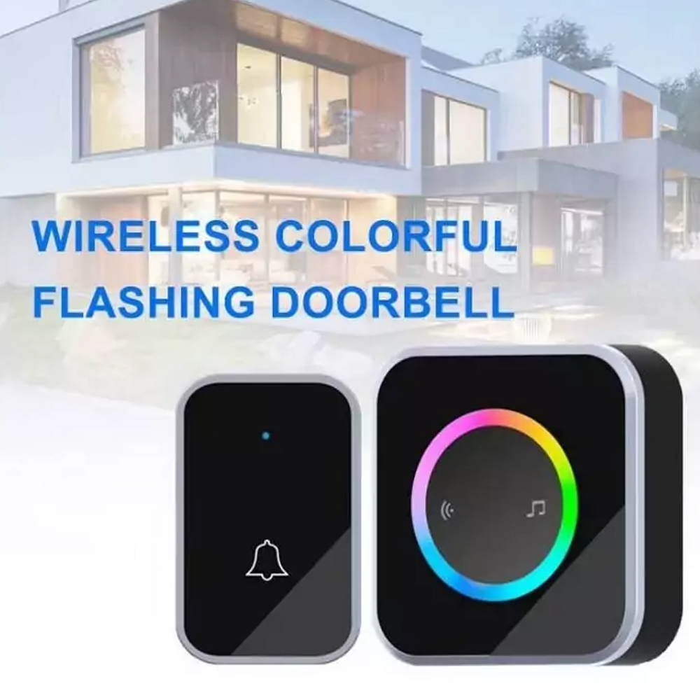 Zheyi Bel Pintu Wireless Door Bell Waterproof RGB EU Plug 59 Chimes - D88