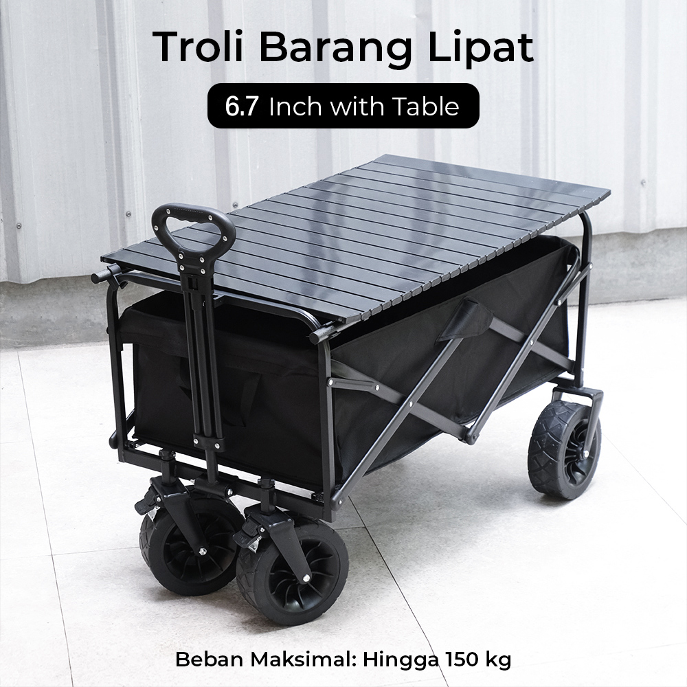 VLTX Troli Barang Lipat Camping Cart Portable 6.7 Inch with Table - VLT-8