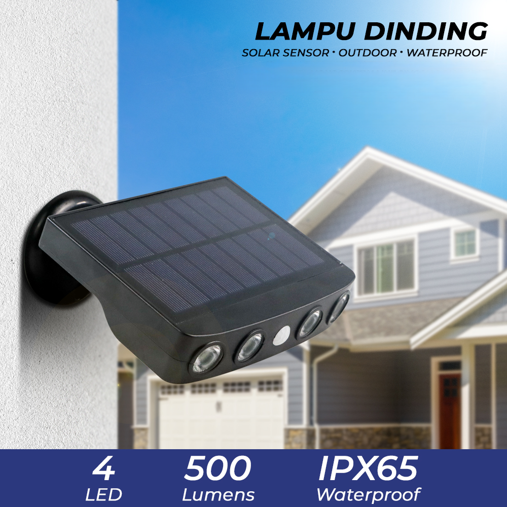 TRLIFE Lampu Dinding Solar Sensor Gerak Waterproof 4 LED Cool White 4W - K7004