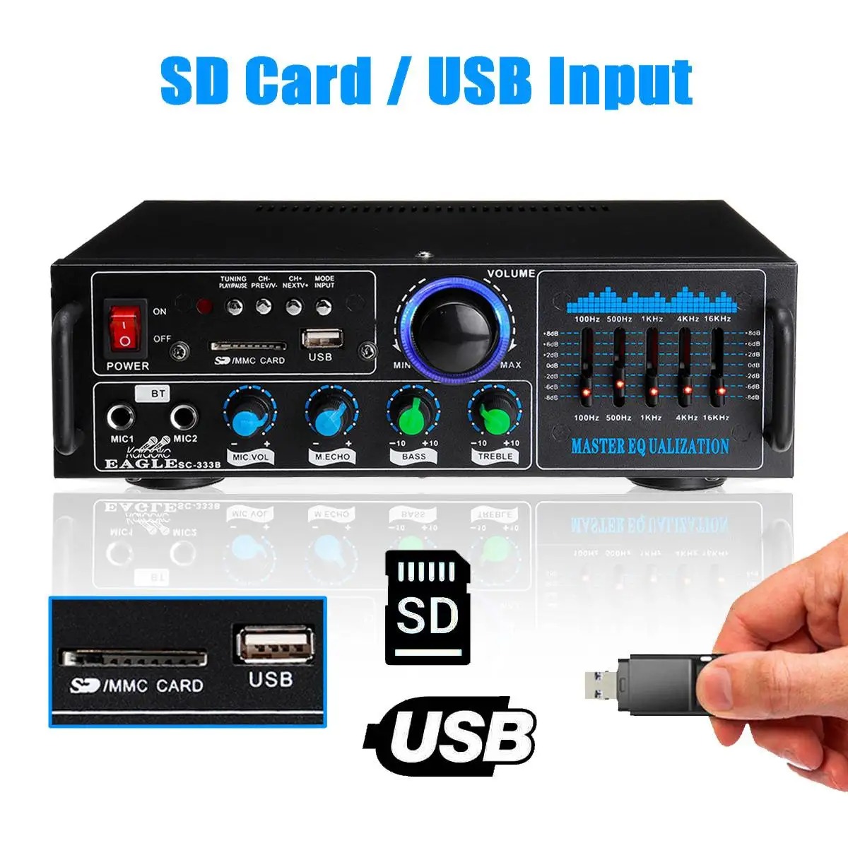 EAGLE Audio Amplifier Bluetooth HiFi SD Card USB Dual Mic 160W - AV-016BT
