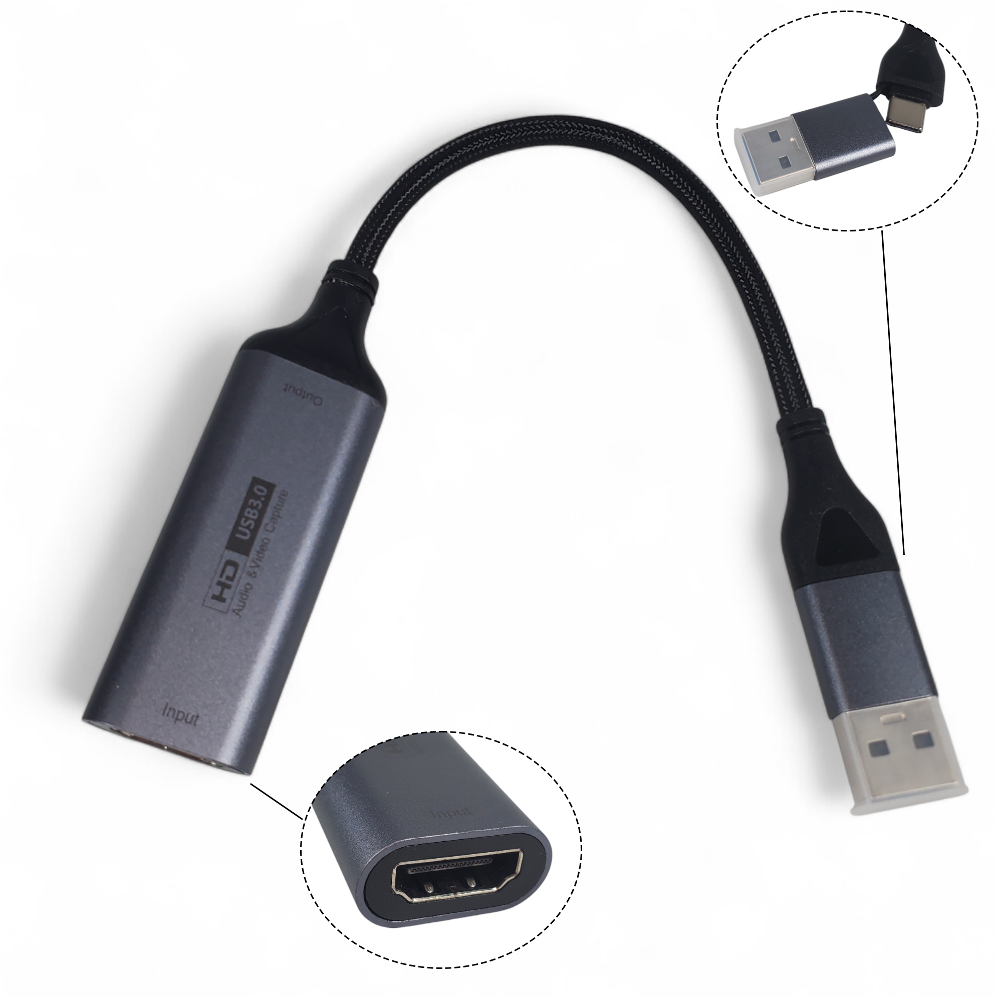 VegGeg Video Capture Card Audio HDMI 2 in 1 USB Type C Anti Lag - MS2130