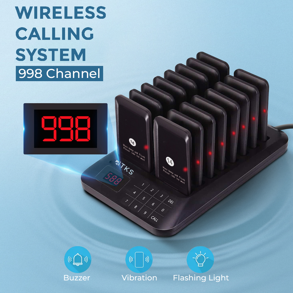 RTKS Wireless Calling System Restaurant Mesin Antrean 16 Pager - CTP302