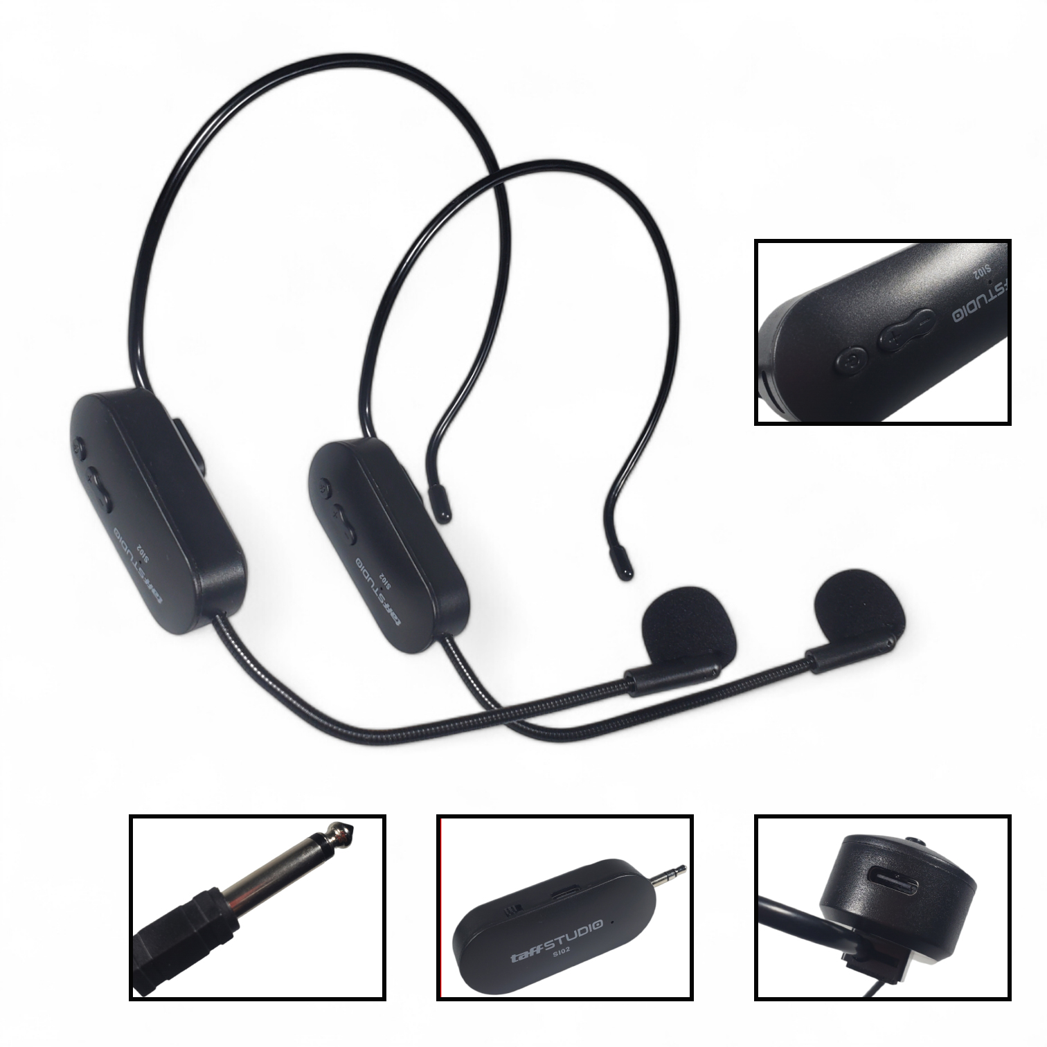 TaffSTUDIO Wireless Microphone 2.4G Headset 2 PCS with Receiver - SI02