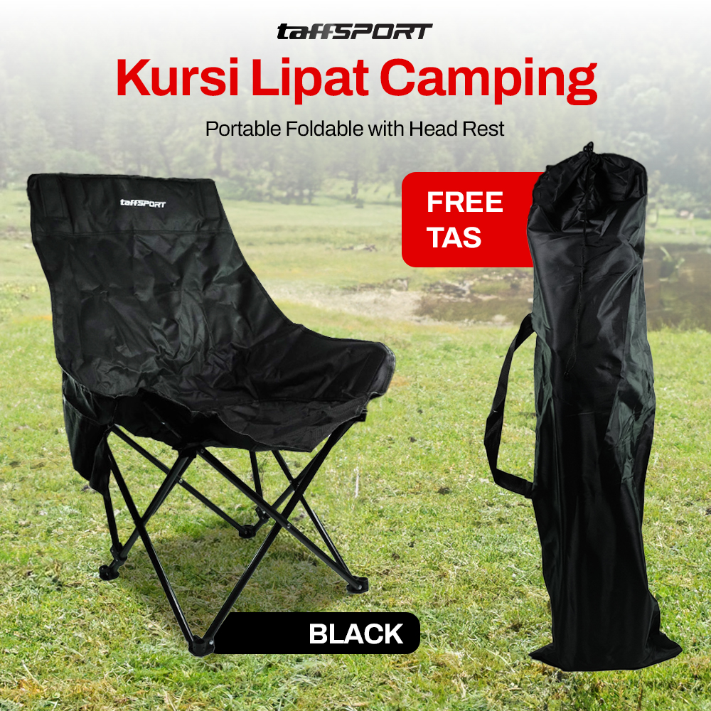 TaffSPORT Kursi Lipat Camping Piknik Portable Foldable with Head Rest - TP2