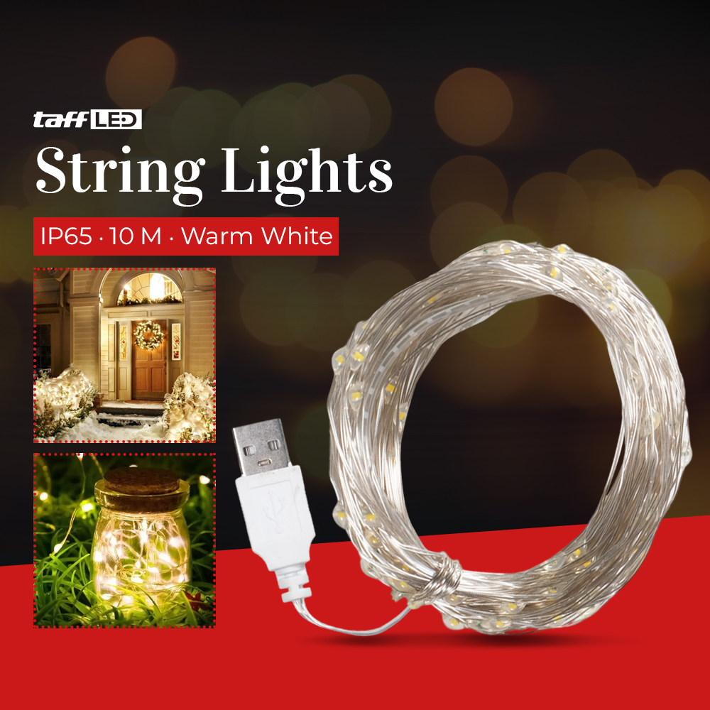 TaffLED Lampu Hias String Lights IP65 USB 100 LED 10M Warm White - TDC-01