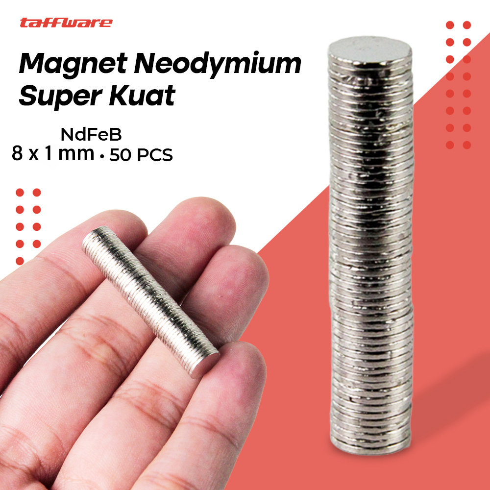 Taffware Magnet Neodymium Super Kuat N35 NdFeB 8x1mm 50 PCS - M35