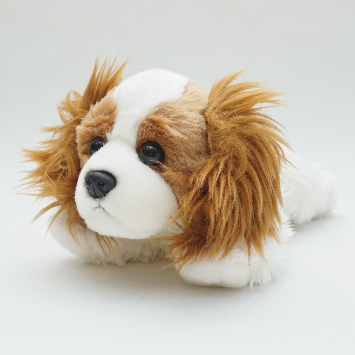 boneka anjing lassie spaniel dog bulu panjang coklat putih small