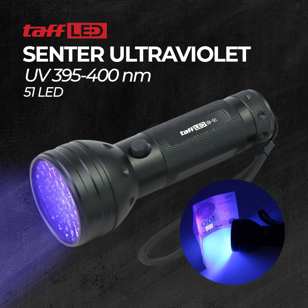 TaffLED Senter Ultraviolet UV Flashlight Waterproof 400nm 51 LED - UV-51