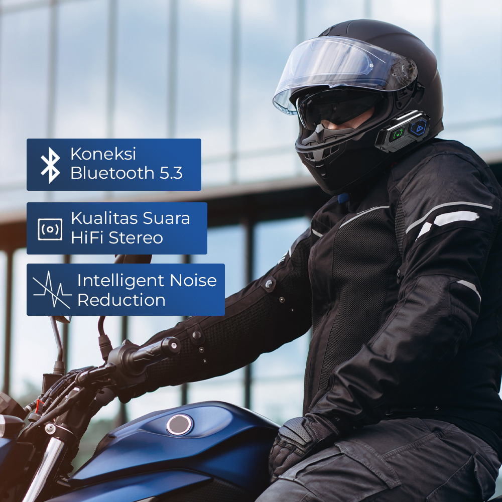 VELEV Intercom Helm Bluetooth Headset 2 Riders Call IPX6 1000mAh - C8 Pro