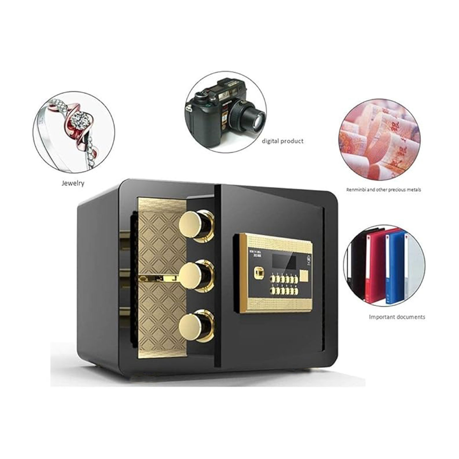 INTHHEEL Kotak Brankas Hotel Mini Home Safe Box Anti-Theft 35x25x25cm - B1D72