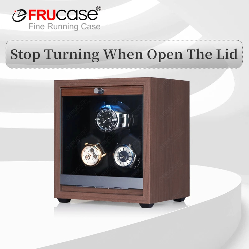 FRUCASE Watch Winder Wood LED Pemutar Jam Tangan Otomatis 3 Slot - SKW167