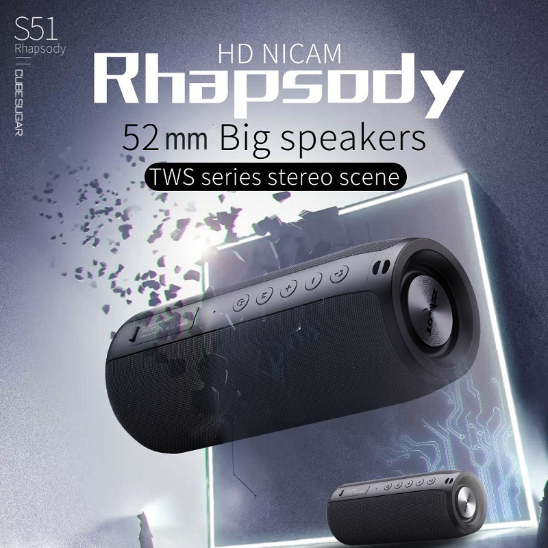 ZEALOT Speaker Portable Bluetooth 5.2 TWS Waterproof IP65 1800mAh - S51