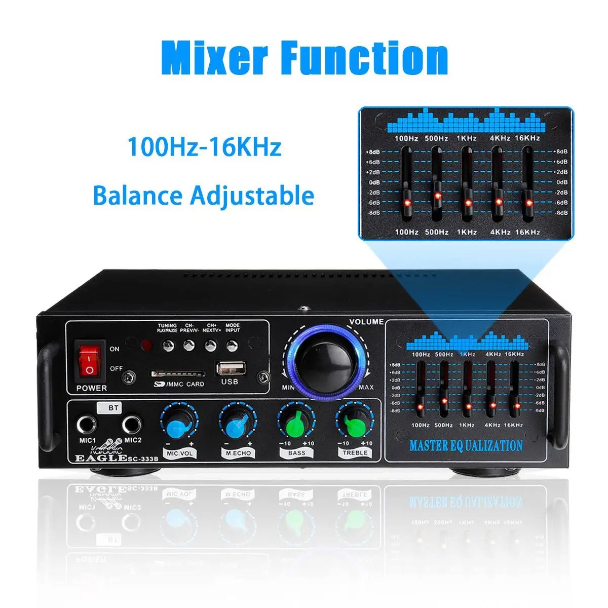 EAGLE Audio Amplifier Bluetooth HiFi SD Card USB Dual Mic 160W - AV-016BT