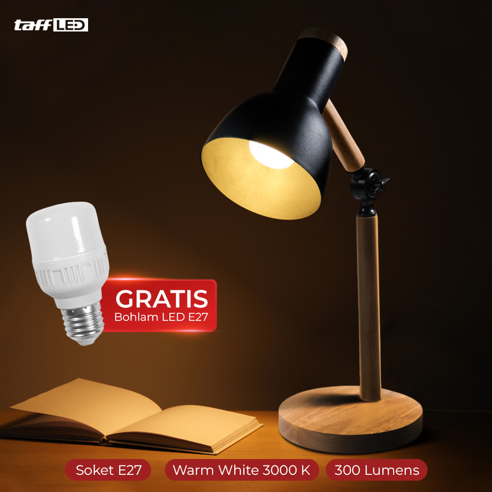 TaffLED Lampu Meja Belajar LED Model Nordic Wooden Art 5W Warm White - PK407