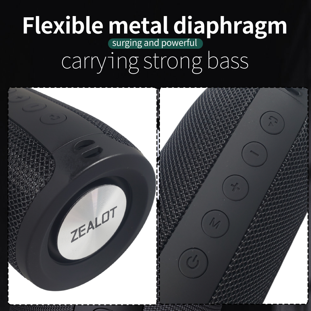 ZEALOT Speaker Portable Bluetooth 5.2 TWS Waterproof IP65 1800mAh - S51
