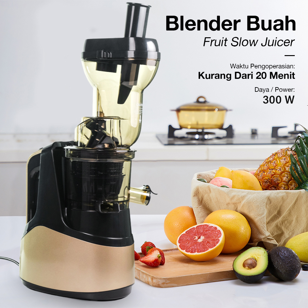 TaffHOME Buah Fruit Slow Juicer 7LV Screw Cold Press Extractor Machine - JE-B03BH