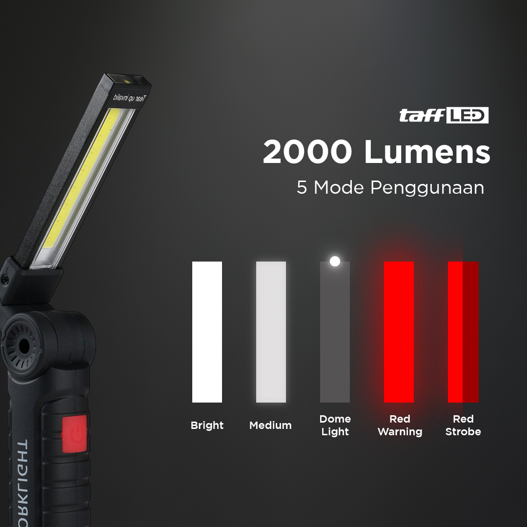 TaffLED Senter Worklight COB Magnetic Flashlight LED 2000 Lumens - 175A
