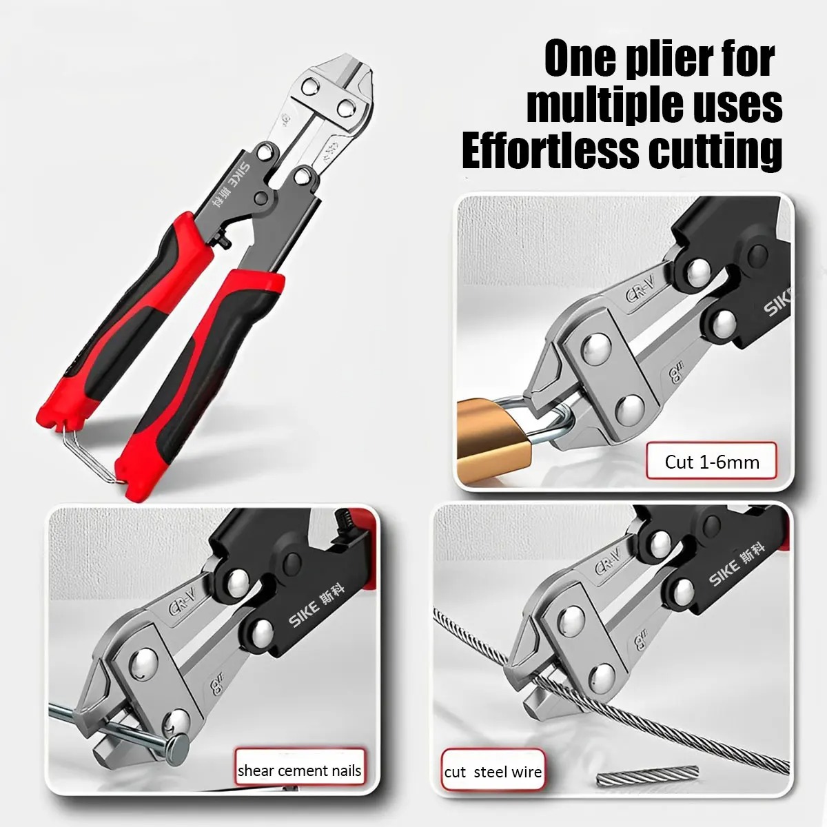SIKE Bolt Cutter Tang Pemotong Kawat Besi Baja CR-V 8 Inch - SK8