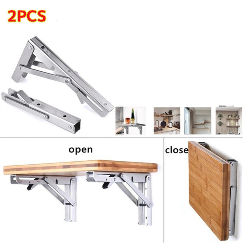COWORK Bracket Siku Rak Dinding Lipat Penyangga Stainless Steel 2PCS - CW16