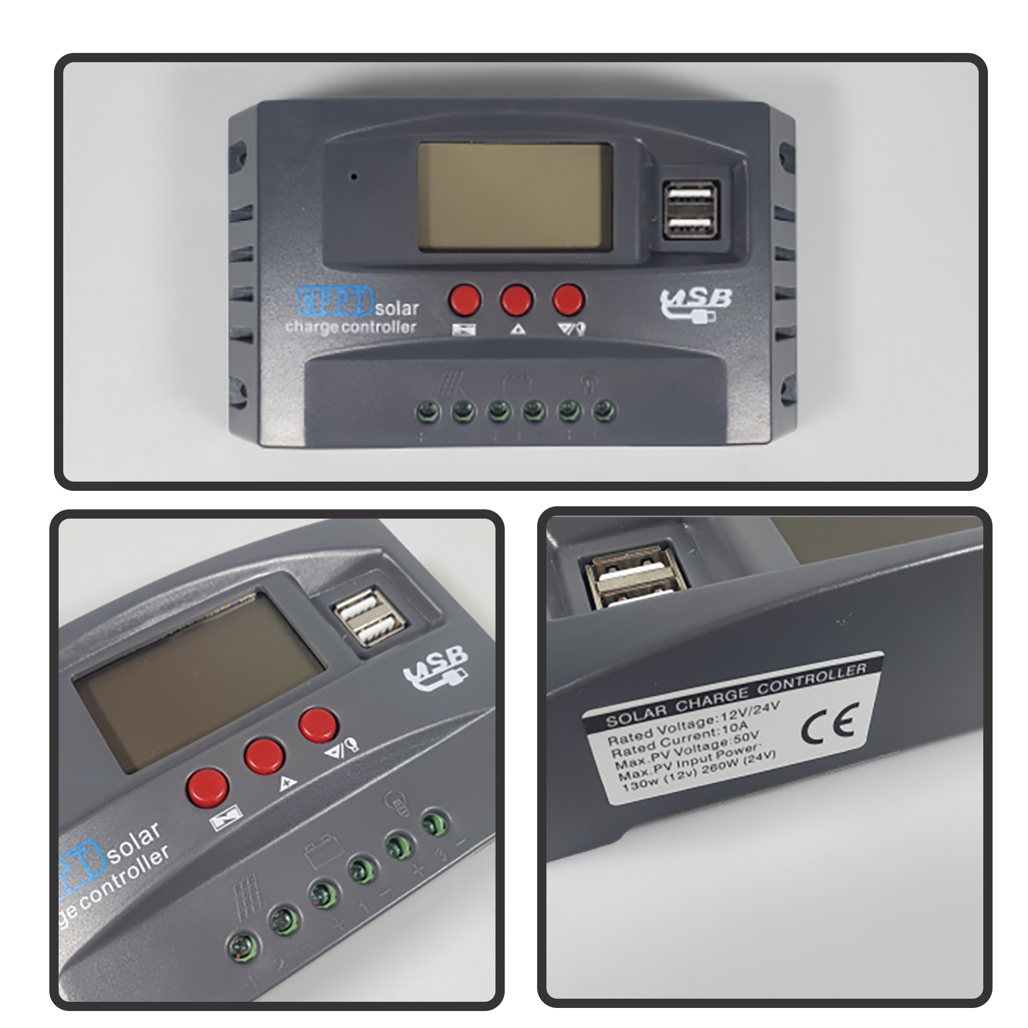 HXC Solar Charge Controller MPPT 2 USB Automatic Identify 12V/24V - HXC3