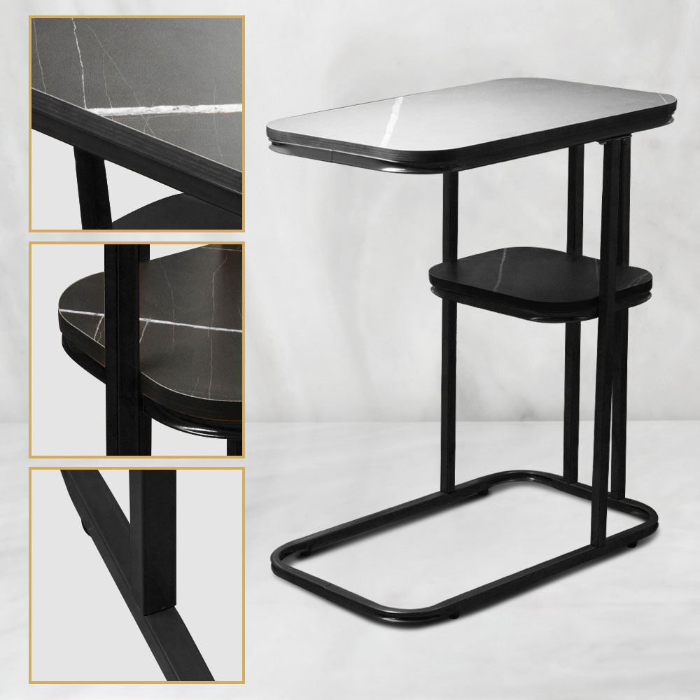 Geja Meja Sofa Side Table Marbel European Style Double Layer - H81