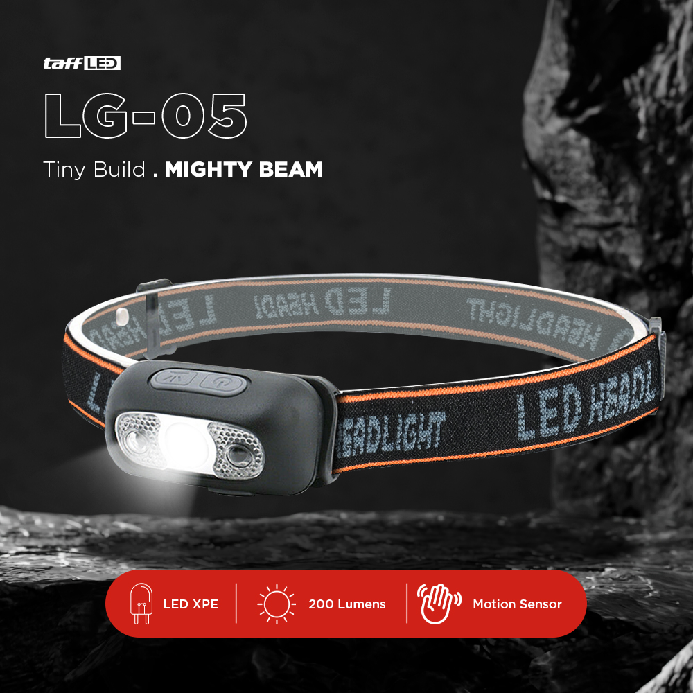 TaffLED Senter Kepala Headlamp Sensor LED Waterproof Rechargeable IPX4 - LG-05