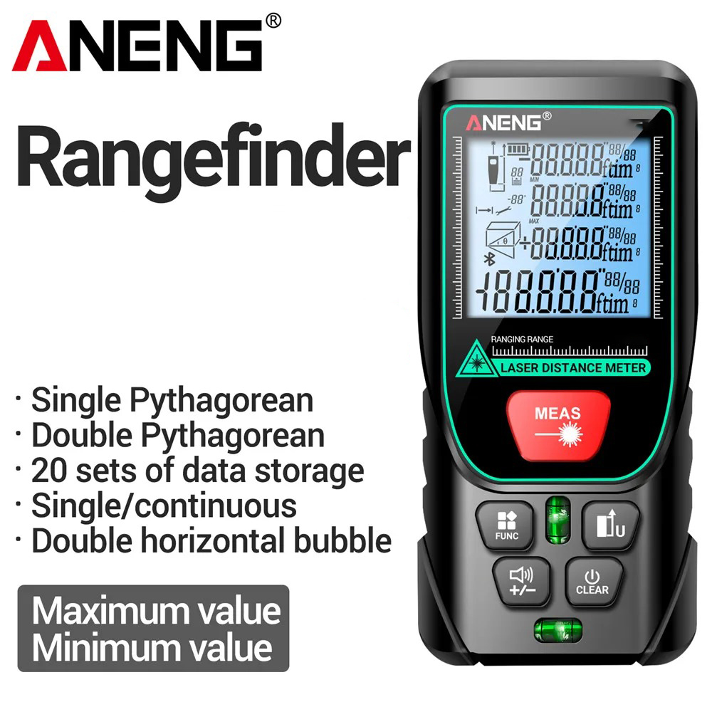 ANENG Meteran Laser Digital Distance Meter Rangefinder High Precision