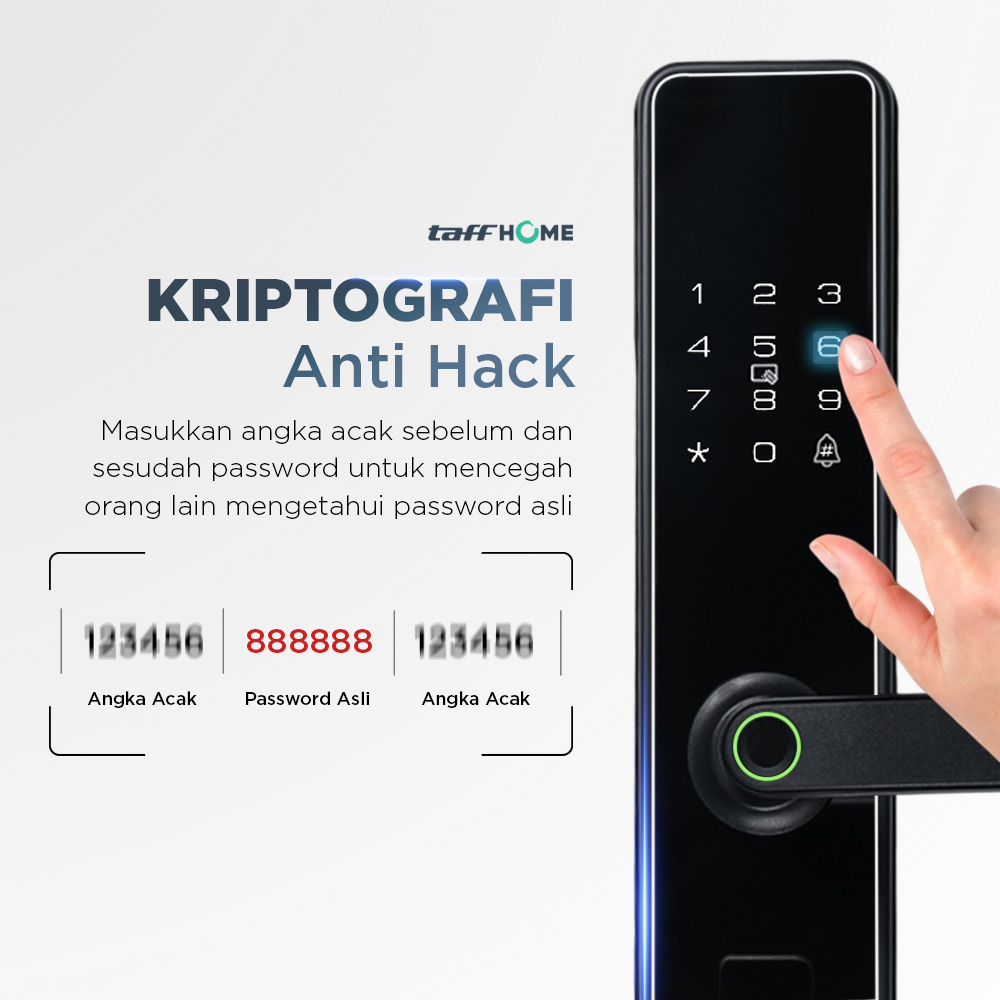 TaffHOME Smart Door Lock Fingerprint Password Card Alarm - P-7