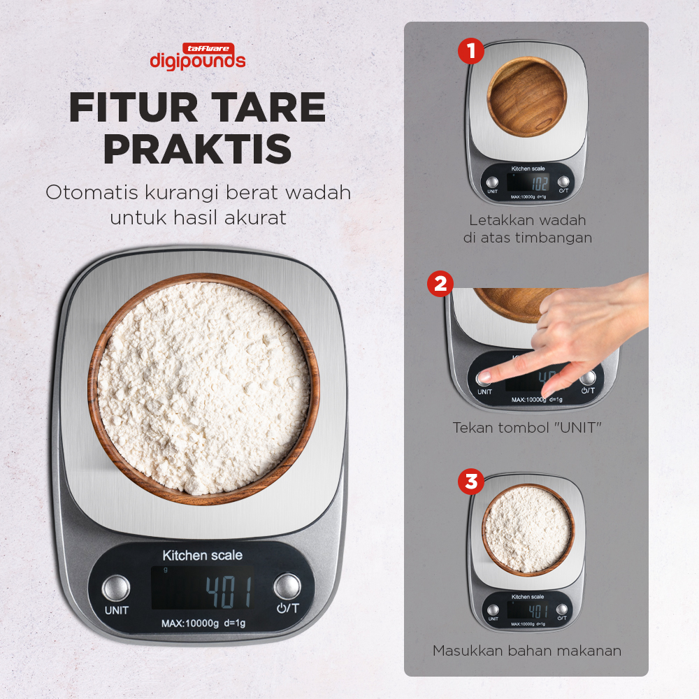 Taffware Digipounds Timbangan Dapur Mini Digital Scale 10kg 1g - Z3S