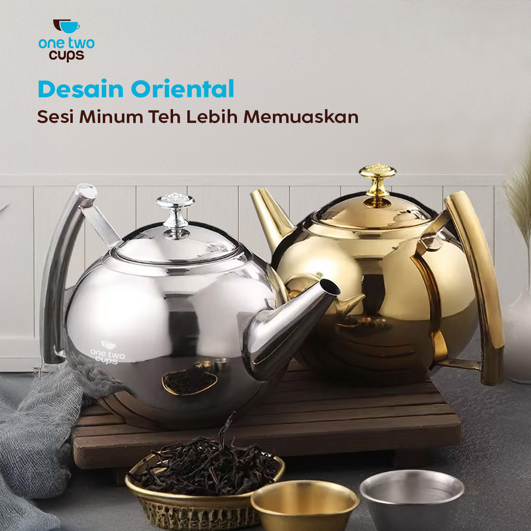 One Two Cups Teko Air Panas Teh Stainless Steel 1L with Filter - A2