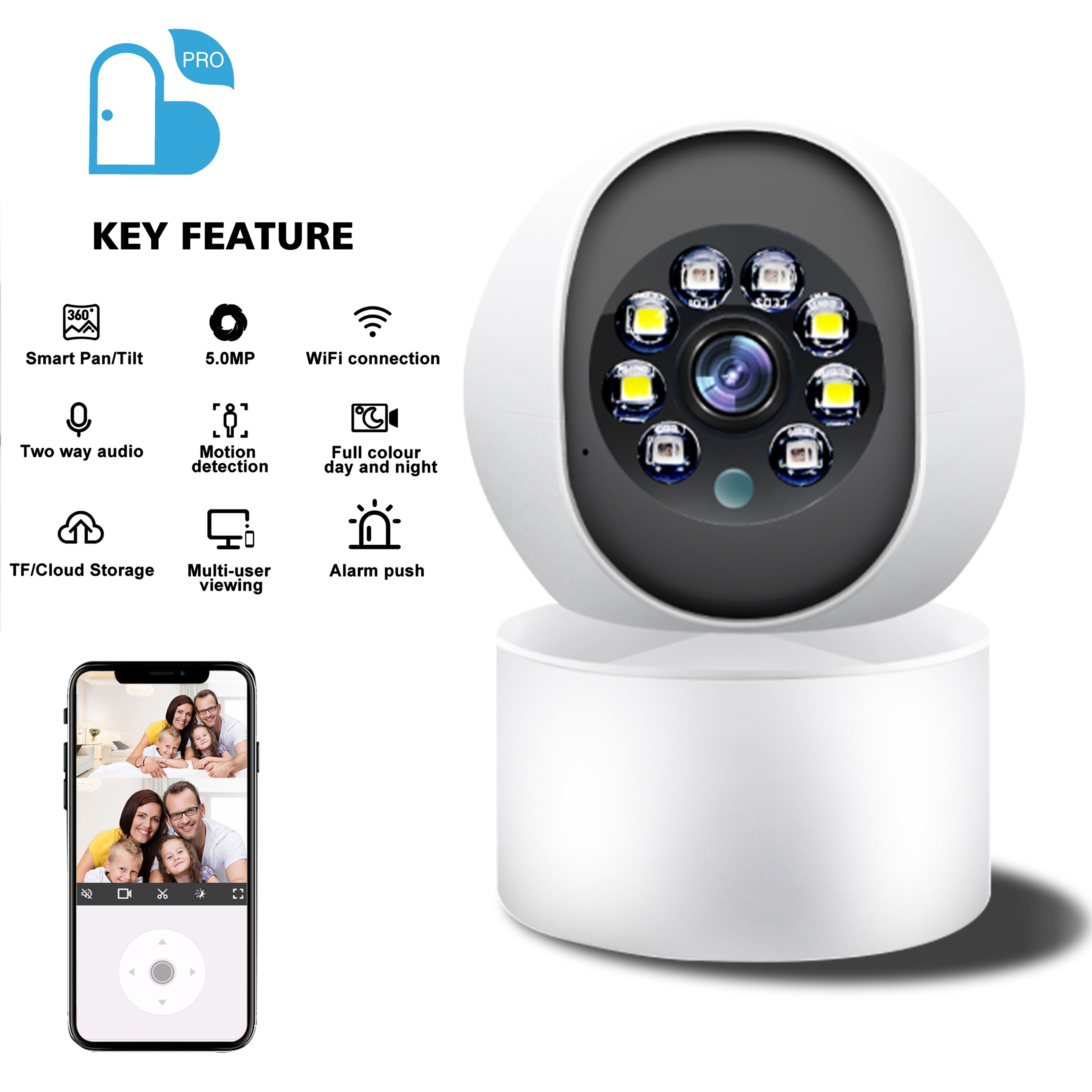 Carecam Kamera CCTV Indoor WiFi IP Camera Motion Detection 5MP - Y610A
