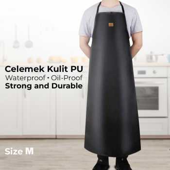 One Two Cups Celemek Masak Apron Dapur Kulit PU Waterproof Durable - JJ80