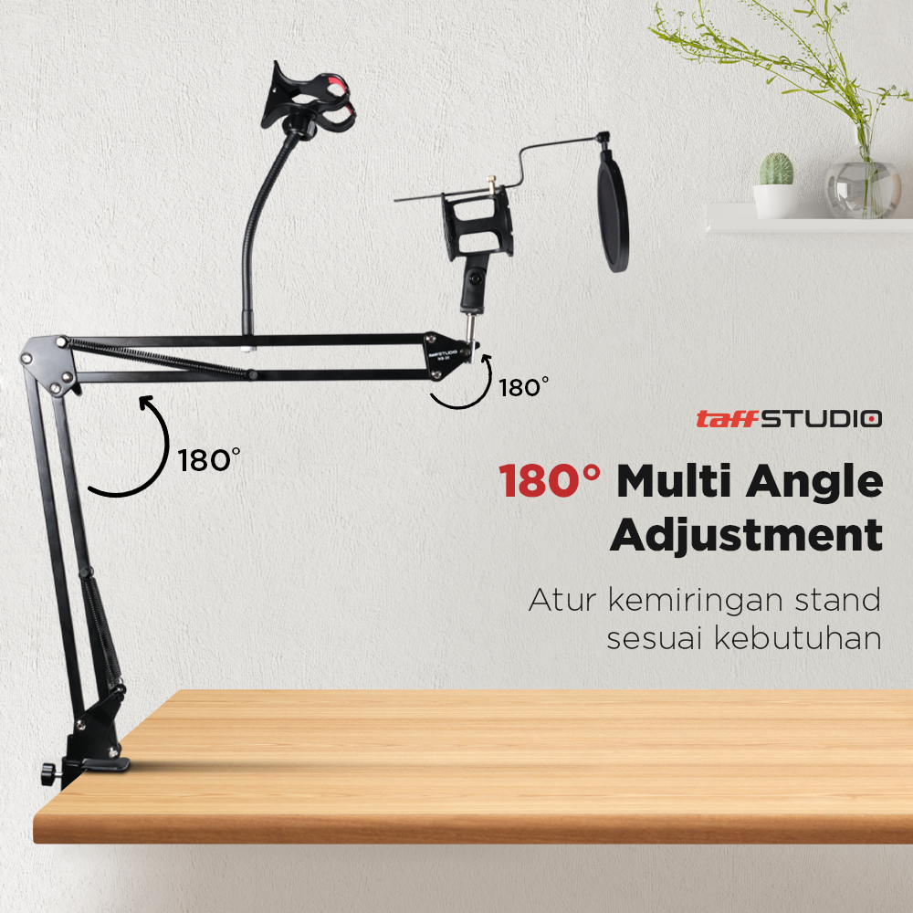 TaffSTUDIO Condenser Microphone Stand Holder 360 Lazypod Clamp - NB-35