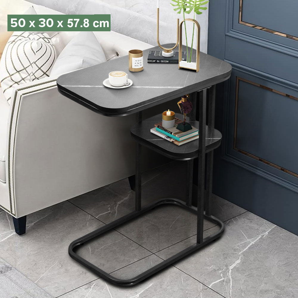 Geja Meja Sofa Side Table Marbel European Style Double Layer - H81