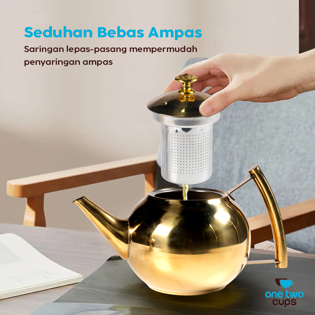One Two Cups Teko Air Panas Teh Stainless Steel 1L with Filter - A2