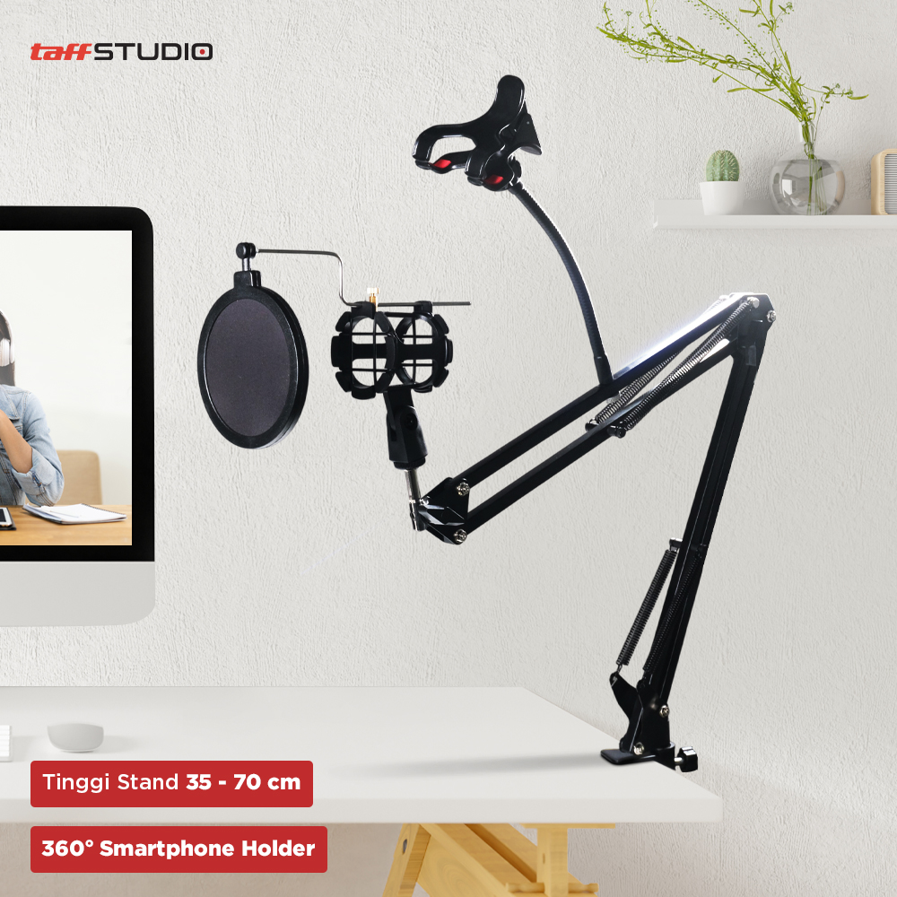 TaffSTUDIO Condenser Microphone Stand Holder 360 Lazypod Clamp - NB-35