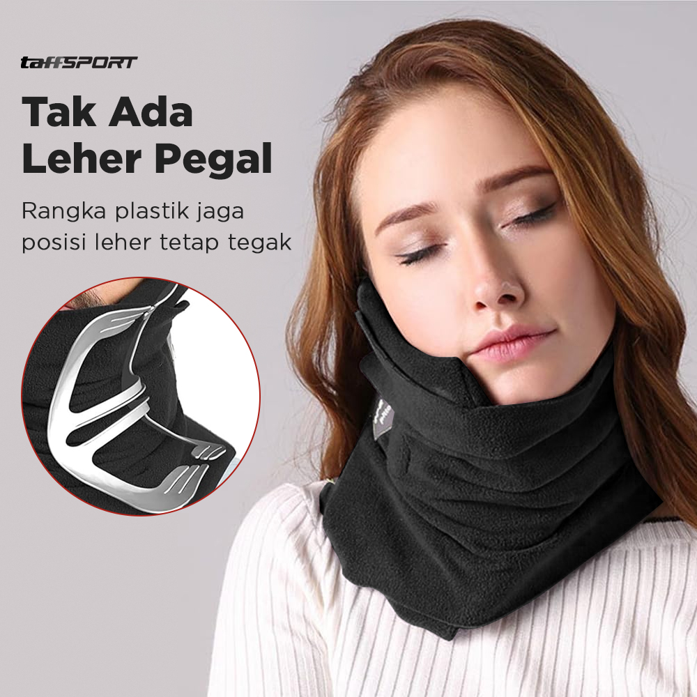 TaffSPORT Bantal Leher Travel Katun Ergonomis 360 Support Neck Pillow - NF302