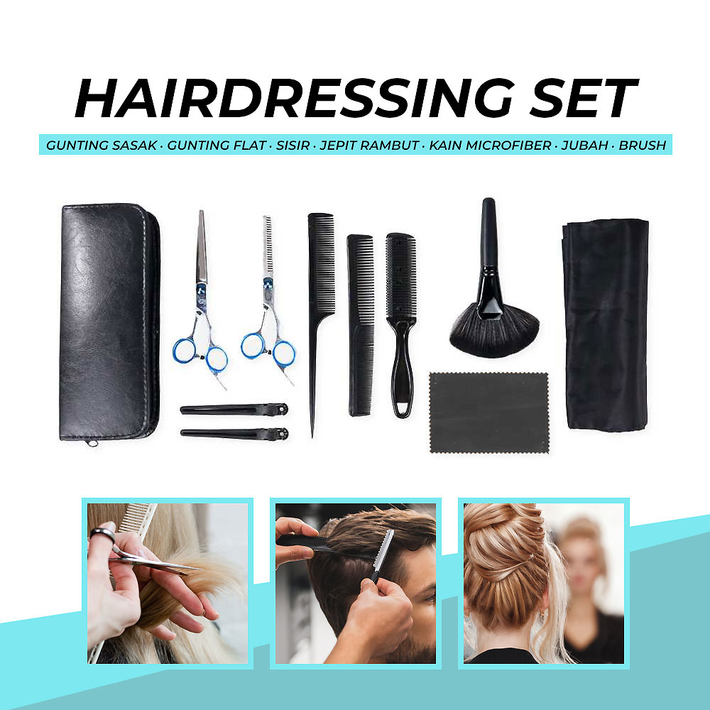 KNIFEZER Set Gunting Rambut Salon 10in1 Buffing Stainless Steel 4Cr13 - MR4017