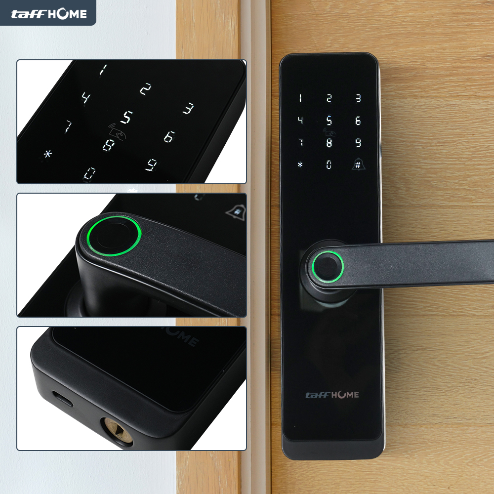 TaffHOME Smart Door Lock Fingerprint Password Card RFID Alarm - H1-XG