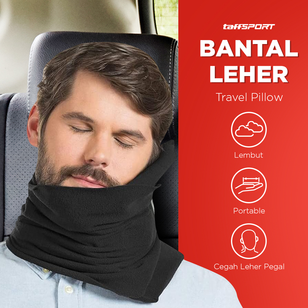 TaffSPORT Bantal Leher Travel Katun Ergonomis 360 Support Neck Pillow - NF302