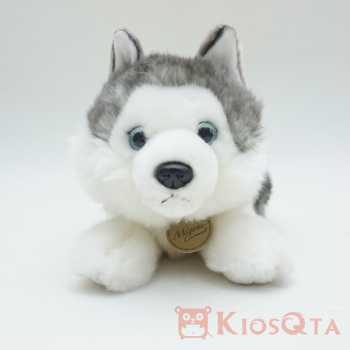 boneka serigala lying wolf alaskan malamute cute abu abu putih DEC med