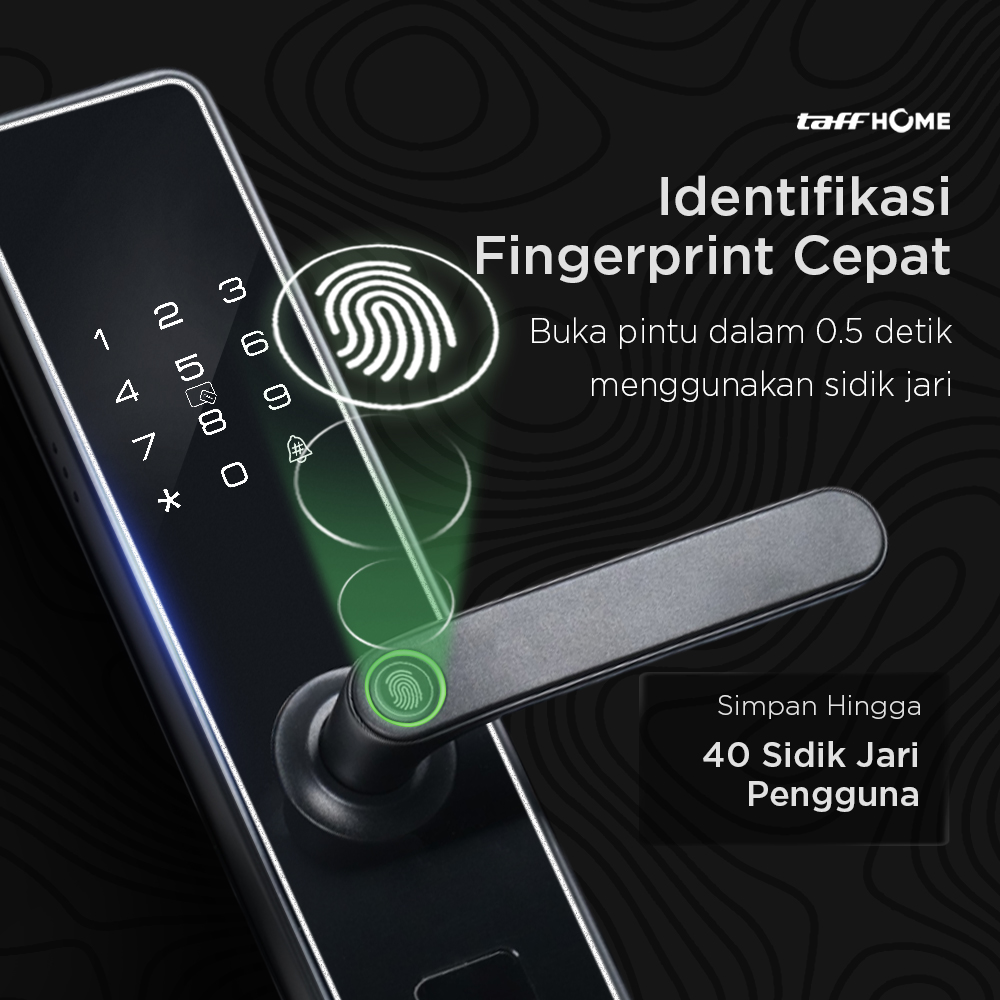 TaffHOME Smart Door Lock Fingerprint Password Card Alarm - P-7