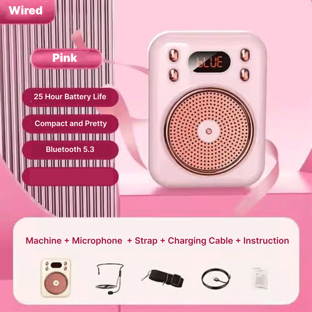 Little Bee Speaker Pinggang Microphone Bluetooth Amplifier Wired - S22