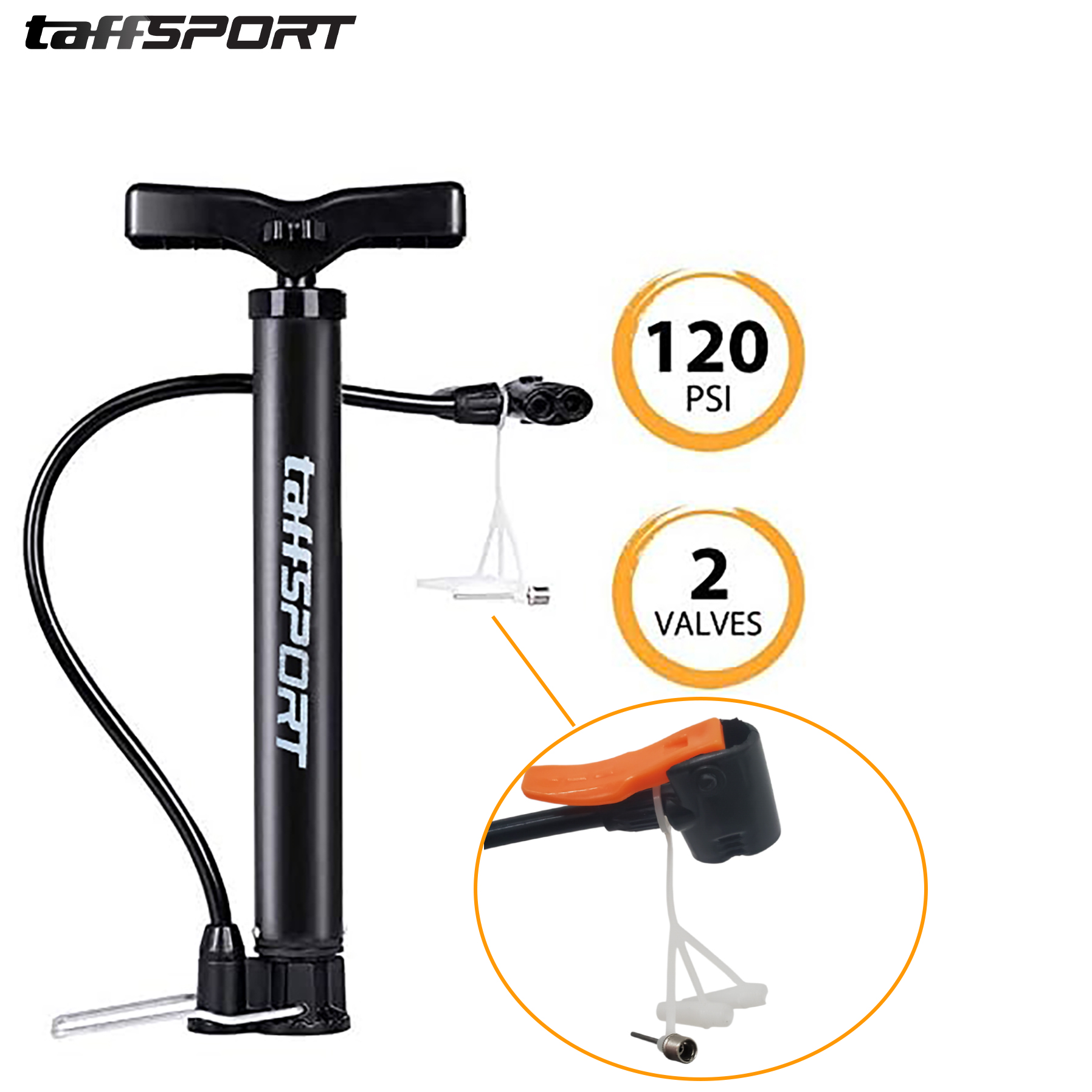 TaffSPORT Pompa Angin Ban Manual Multifunction Air Pump 120 PSI - TF-12