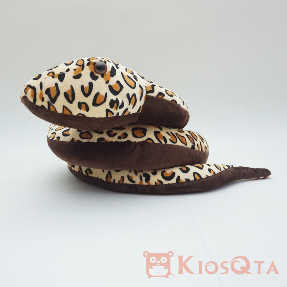 boneka ular snake coklat tua melingkar large motif leopard DEC