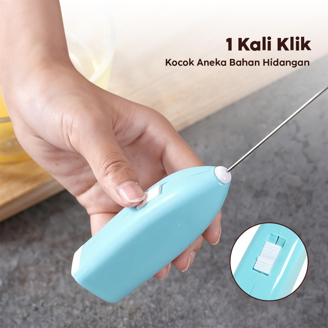 Hand Mixer Mini Pengocok Telur Milk Frother Electric Battery Power - F-016