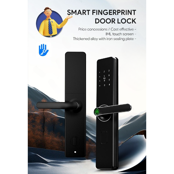 Tropernic Smart Door Lock Fingerprint Password WiFi Tuya App - A8F