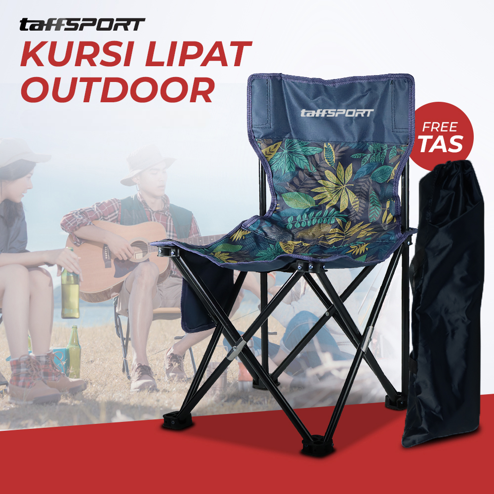 TaffSPORT Kursi Lipat Mancing Camping Foldable Chair with Pocket - OL3336