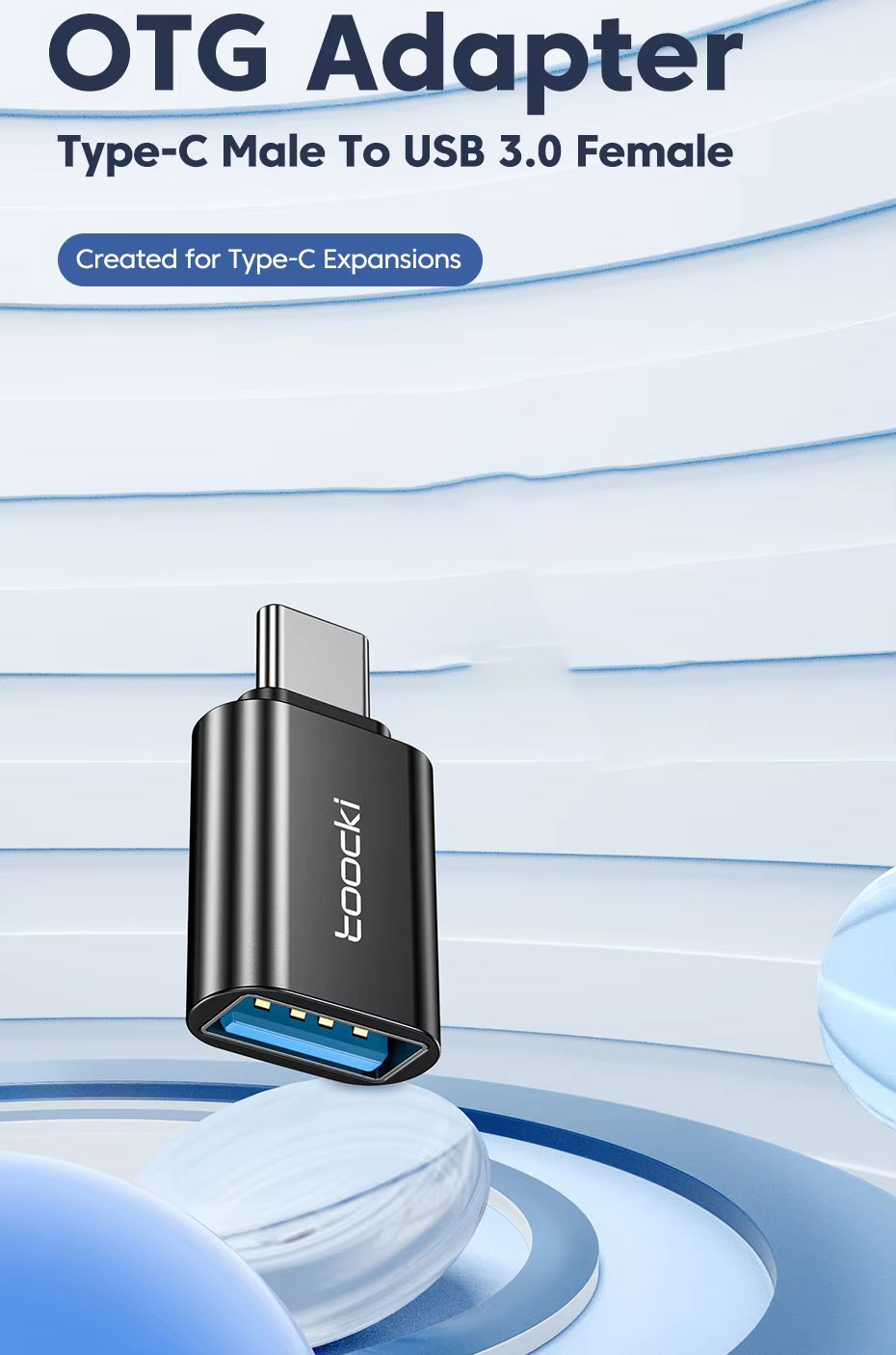 Toocki OTG USB Type A 3.0 to Type C Adapter Converter Transmission - TZJTAC-XY01